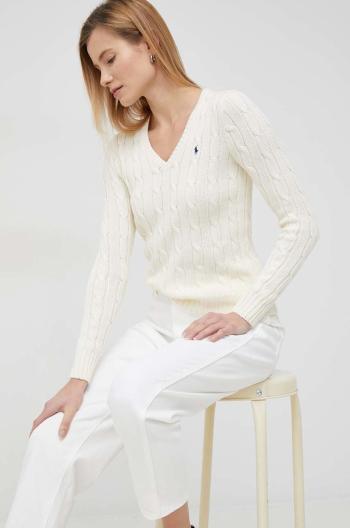 Bavlněný svetr Polo Ralph Lauren dámský, béžová barva, lehký
