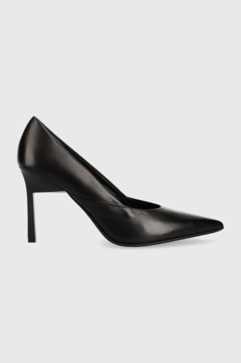 Kožené lodičky Calvin Klein GEO STILETTO PUMP 90 černá barva, HW0HW01769