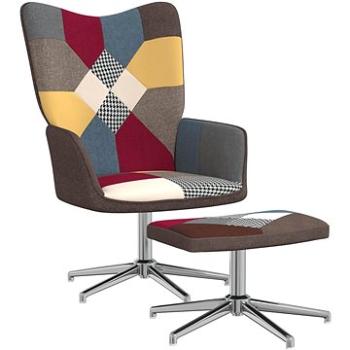 Relaxační křeslo se stoličkou patchwork textil , 328190 (328190)