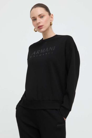 Mikina Armani Exchange dámská, černá barva, s potiskem, 3DYM78 YJEPZ