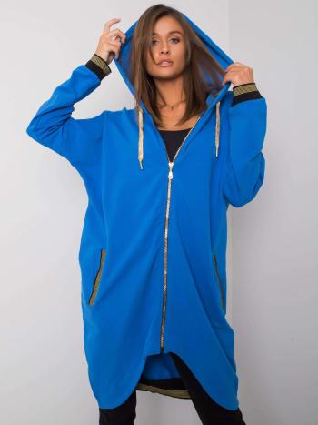 MODRÁ DLOUHÁ MIKINA NA ZIP -RV-BL-6791.48- BLUE Velikost: S/M