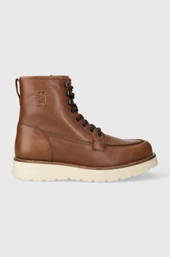 Kožené boty Tommy Hilfiger TH AMERICAN WARM LEATHER BOOT pánské, hnědá barva, FM0FM04668