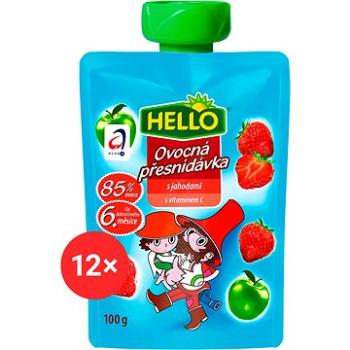 HELLO ovocná kapsička s jahodami 12× 100 g (8590014639133)