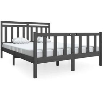 Rám postele šedý masivní dřevo 150 × 200 cm King Size, 3100965 (3100965)
