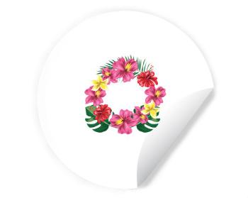Samolepky kruh Rámeček - tropické květiny