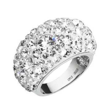 Stříbrný prsten s krystaly Swarovski bílý 35028.1, Bílá, 58