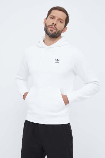 Mikina adidas Originals pánská, bílá barva, s kapucí, hladká