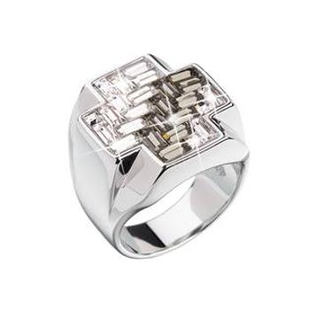EVOLUTION GROUP CZ Stříbrný prsten kříž s kameny Crystals from Swarovski® Black Diamond - velikost 64 - 35811.3