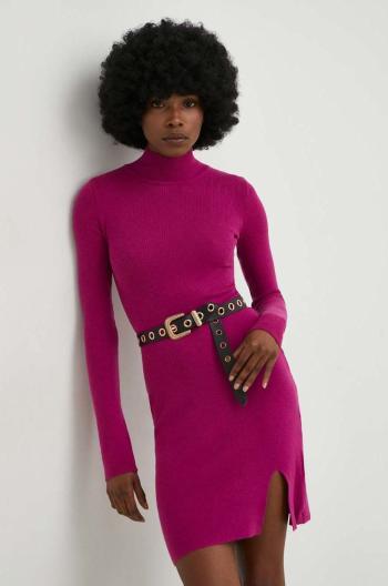 Šaty z vlněné směsi Answear Lab růžová barva, mini