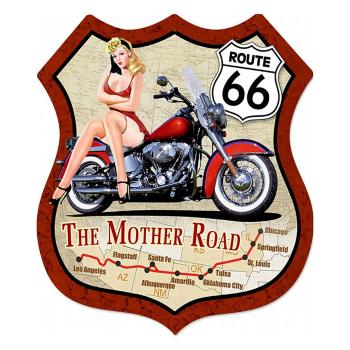 Nástěnná kovová cedule Route 66 - The Mother Road - 30*1*35 cm 6Y5003