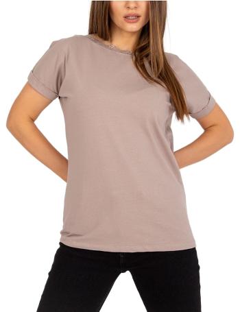 Béžové klasické tričko salma zdobené krajkou vel. XL