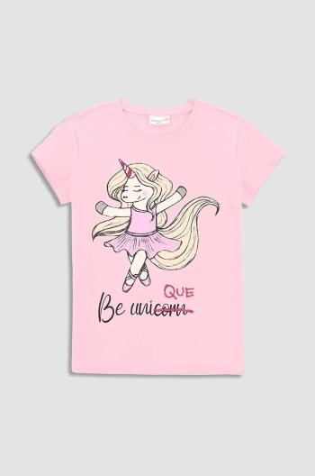 Dětské bavlněné tričko Coccodrillo růžová barva