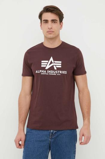 Bavlněné tričko Alpha Industries Basic T-Shirt vínová barva, s potiskem, 100501.21