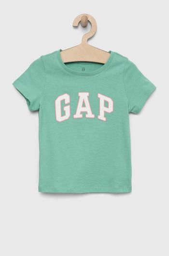 Dětské bavlněné tričko GAP zelená barva