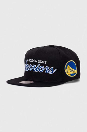 Čepice s vlněnou směsí Mitchell&Ness NBA GOLDEN STATE WARRIORS černá barva, s aplikací