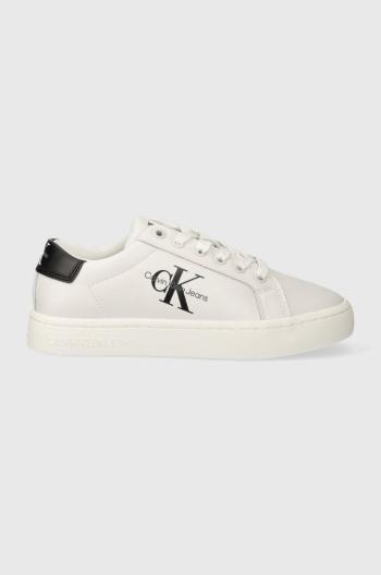 Kožené sneakers boty Calvin Klein Jeans CLASSIC CUPSOLE LACE UP bílá barva, YW0YW01269