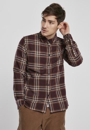 Urban Classics Checked Campus Shirt cherry/honey - L