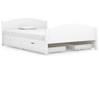 Rám postele se 2 zásuvkami bílý masivní borovice 160 × 200 cm, 3060483 (3060483)