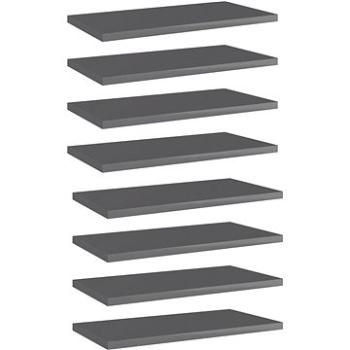 Přídavné police 8 ks šedé vysoký lesk 40x20x1,5 cm dřevotříska 805153 (554,96)