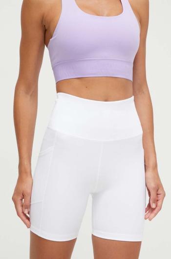 Kraťasy Dkny dámské, bílá barva, hladké, high waist, DP2S5088