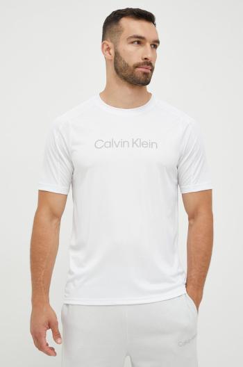 Tréninkové tričko Calvin Klein Performance Ck Essentials bílá barva, s potiskem