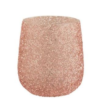 Růžový skleněný svícen Pearl pink - Ø 10*12cm 6103