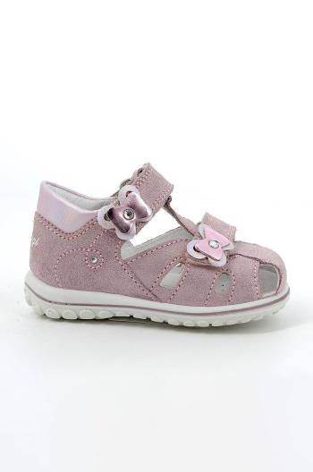 Dětské semišové sandály Primigi růžová barva