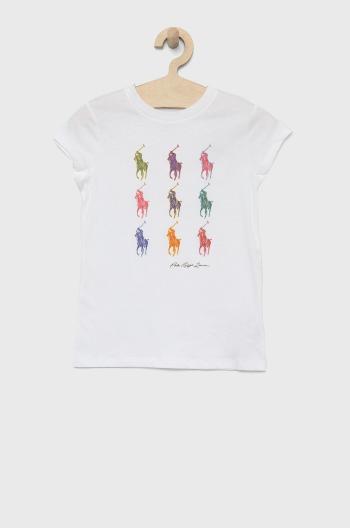 Dětské bavlněné tričko Polo Ralph Lauren bílá barva