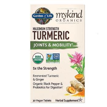 Garden of Life Mykind Organics Maximum Strength Turmeric - Kurkuma - Pohyblivost a klouby -30 tablet