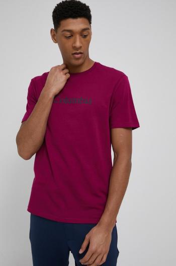 Bavlněné tričko Columbia fialová barva, s potiskem
