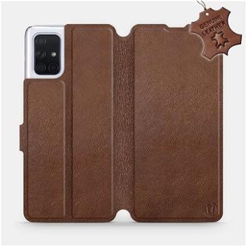 Flip pouzdro na mobil Samsung Galaxy A71 - Hnědé - kožené -  Brown Leather (5903516147953)