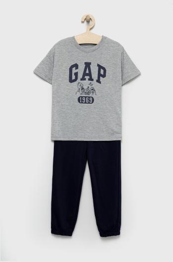 Dětské pyžamo GAP šedá barva, s potiskem