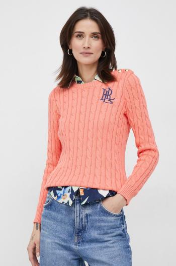 Bavlněný svetr Lauren Ralph Lauren dámský, oranžová barva