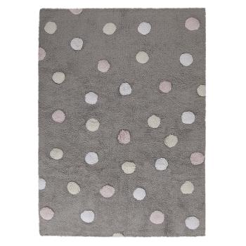 Lorena Canals koberce Pro zvířata: Pratelný koberec Tricolor Polka Dots Grey-Pink - 120x160 cm Šedá