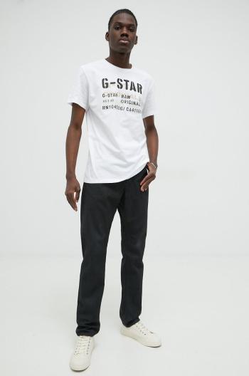 Bavlněné tričko G-Star Raw bílá barva, s potiskem