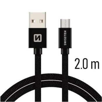 Swissten textilní datový kabel micro USB 2 m černý (71522301)