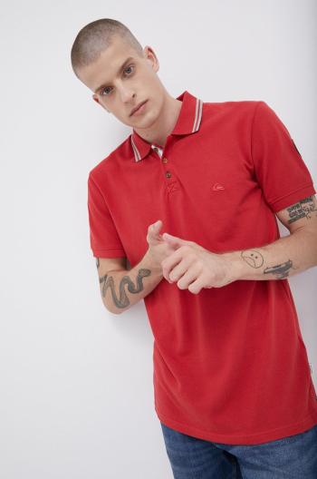 Bavlněné polo tričko Quiksilver červená barva, hladké