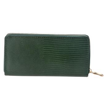 Středně velká tmavě zelená peněženka se zapínáním na zip.  19*10 cm JZWA0079GR