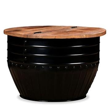 Konferenční stolek, masivní recyklované dřevo, černý, tvar sudu (245255)