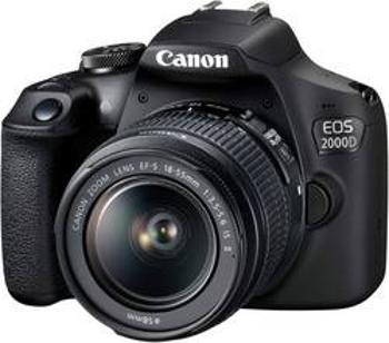 Digitální zrcadlovka Canon EOS-2000D vč. EF-S 18-55 mm IS II 24.1 Megapixel černá optický hledáček, s vestavěným bleskem, Wi-Fi, Full HD videozáznam, 