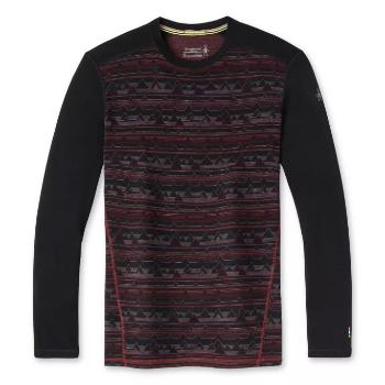 Smartwool M Merino 250 Baselayer Pattern Crew Boxed black-tibetan red heather mountain range Velikost: XL pánské triko