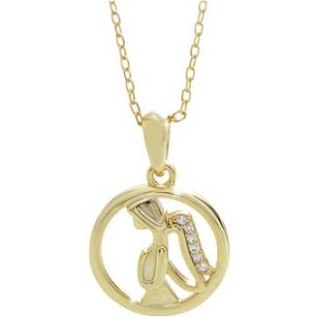 JSB Bijoux Stříbrný náhrdelník Anděl v kruhu s kubickými zirkony pozlacený 92300436g-cr (Ag 925/1000 (8592661390016)