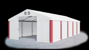 Garážový stan 6x10x3m střecha PVC 560g/m2 boky PVC 500g/m2 konstrukce ZIMA Bílá Bílá Červené