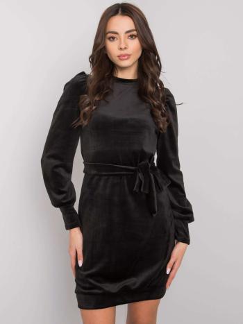 Černé sametové mini šaty s páskem WN-SK-873.24X-black Velikost: M