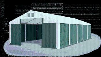 Garážový stan 8x8x4m střecha PVC 560g/m2 boky PVC 500g/m2 konstrukce ZIMA Zelená Bílá Bílé