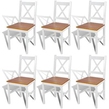Jídelní židle 6 ks bílé borové dřevo (271497)