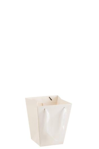 Bílý květináč ve tvaru dárkové tašky - 17*17*20 cm 1439