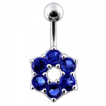 Šperky4U Stříbrný piercing do pupíku - kytička - BP01016-B