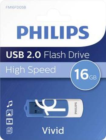 USB flash disk Philips VIVID FM16FD05B/00, 16 GB, USB 2.0, modrá