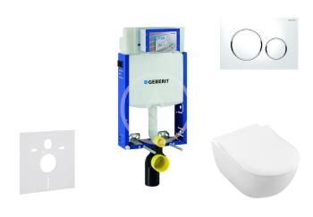 GEBERIT Kombifix Modul pro závěsné WC s tlačítkem Sigma20, bílá/lesklý chrom + Villeroy Boch WC a sedátko, DirectFlush, SoftClose, CeramicPlus 110.302.00.5 NI4